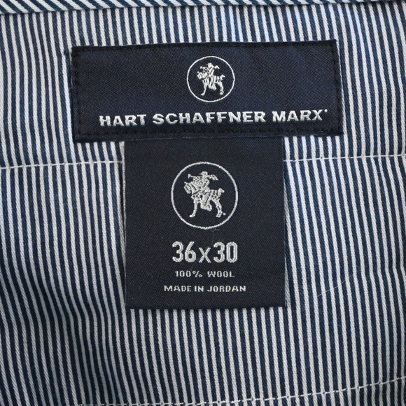 Hart Schaffner Marx 36x30 Blue 100% Wool‎ Zip Pocket Straight Mens Dress Pants - Picture 16 of 16
